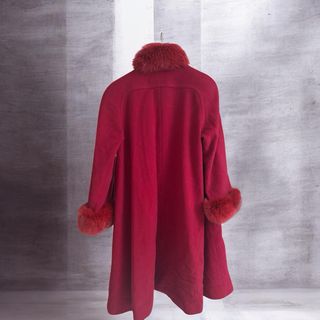 Cappotto Lana Rosso con Pelliccia