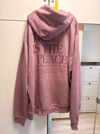 Sudadera rosa talla XL con texto