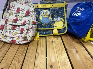 Lote de 3 Mochilas Infantiles (Snoopy, Minions, Az