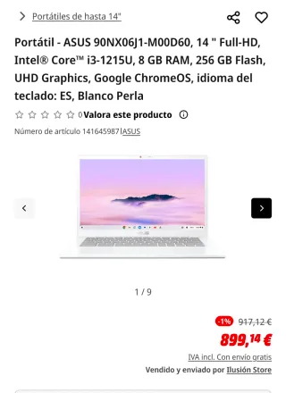 Asus Chromebook Plus CX3402CB 14" Táctil