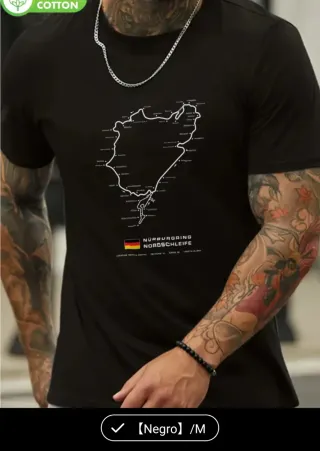 Camiseta Nurburgring M Algodón Negra nueva