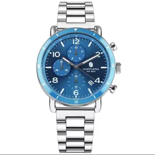 Reloj Cronógrafo Hombre Azul y Plata