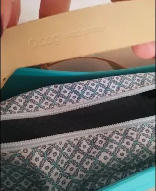 Borsa O Bag Teal con manici bianchi