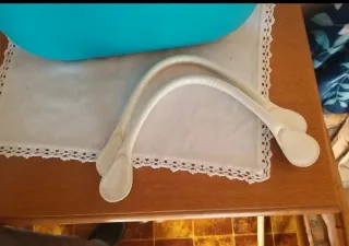 Borsa O Bag Teal con manici bianchi