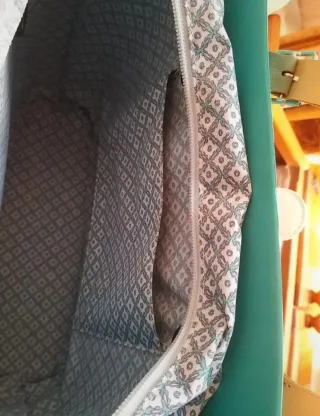 Borsa O Bag Teal con manici bianchi