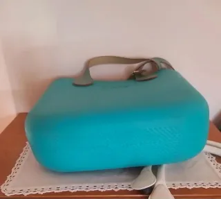 Borsa O Bag Teal con manici bianchi