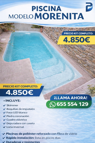Oferta de kit completo piscina poliéster 600x250