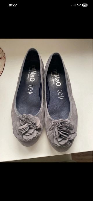 Manoletinas ante gris talla 36