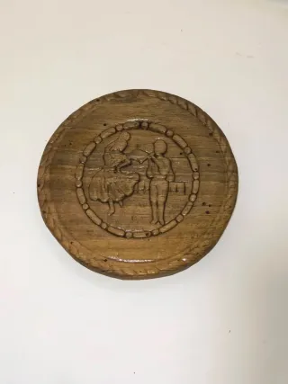 Quadretto tondo in legno decorato