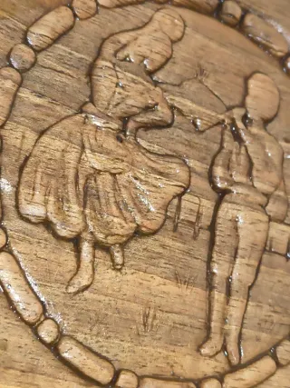 Quadretto tondo in legno decorato