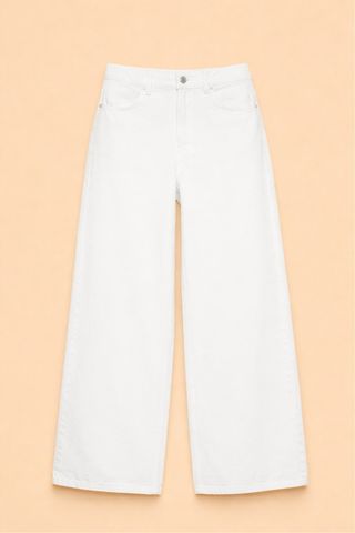 Jeans anchos tiro alto blancos