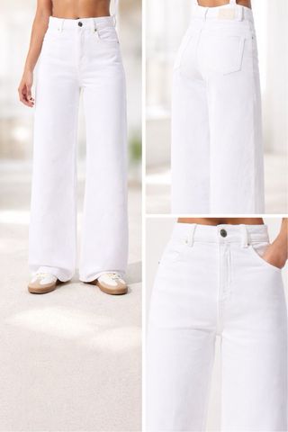 Jeans anchos tiro alto blancos