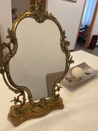 Espejo bronce vintage  marmol