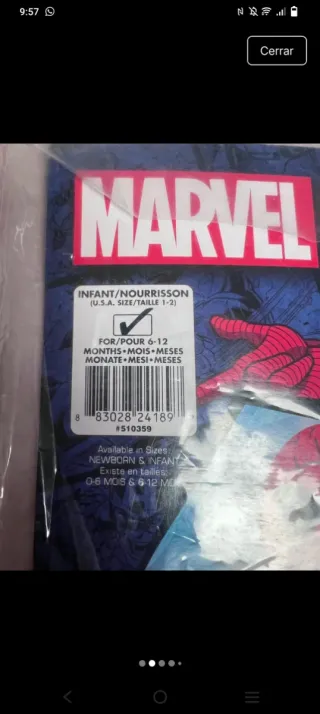 Disfraz Spiderman Bebé 6-12 Meses