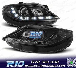 FAROS PARA SEAT IBIZA 6J 08-12 LUZ DIURNA LED FONDO NEGRO