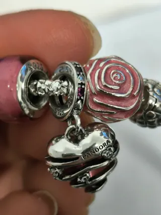 Pandora Charms Corazón Rosa y Flor