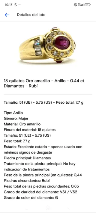 Anillo Oro 18k Rubí y Diamantes Talla Ovalada