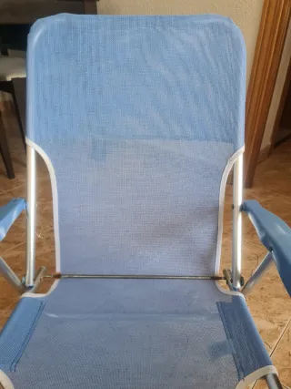 Silla de Playa Plegable Azul y Plateada