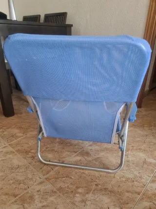 Silla de Playa Plegable Azul y Plateada