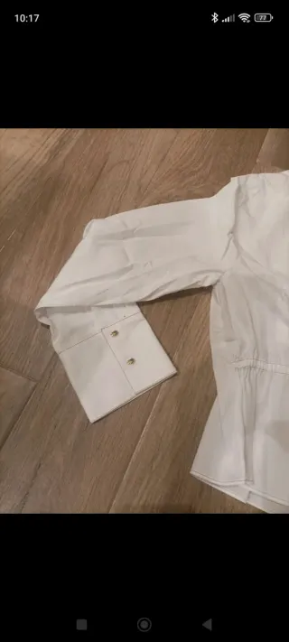 Camisa Zara Blanca Peplum Ajustable