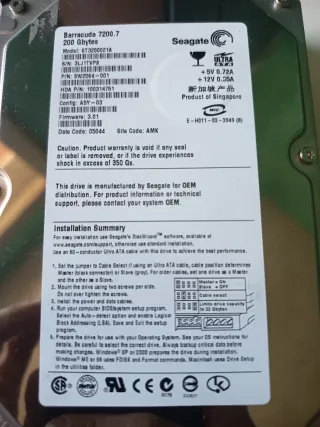 Disco duro IDE 200GB Seagate