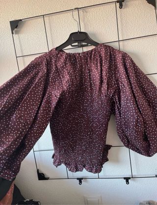 Blusa fruncida mangas globo zara