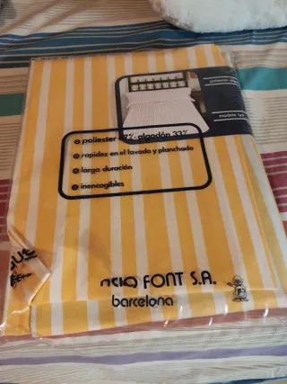 Juego sábanas algodón poliéster rayas cama de 90cm