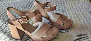 Sandalias Beige rosado Tacón Plataforma