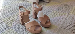 Sandalias Beige rosado Tacón Plataforma