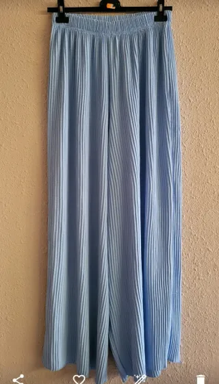 Pantalón palazzo plisado azul