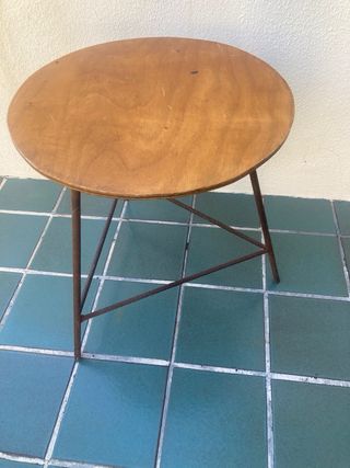 Mesa auxiliar industrial vintage madera metal