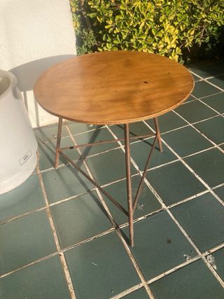 Mesa auxiliar industrial vintage madera metal