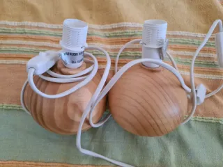 2 Bases Lámpara Madera Noche