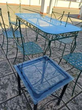 Mesa forja y 6 sillas comedor