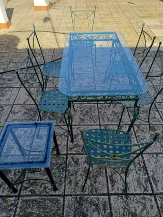 Mesa forja y 6 sillas comedor