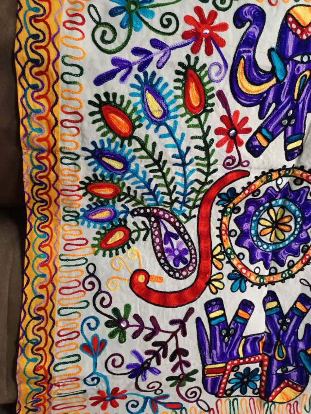 Tapiz artesanal elefante tela de algodón 90x90