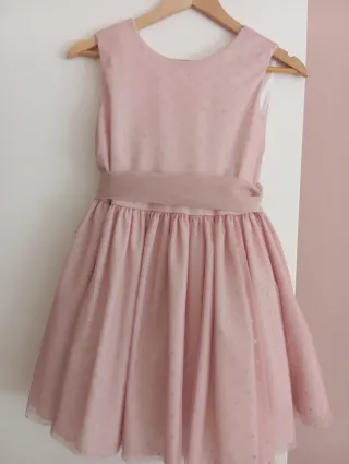 Vestido ceremonia niña color rosa empolvado T16