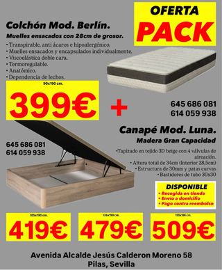 CANAPE Y COLCHON MUELLES ENSACADOS NUEVOS