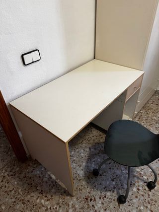 Escritorio blanco 110x70cm con cajón y silla