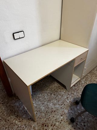 Escritorio blanco 110x70cm con cajón y silla