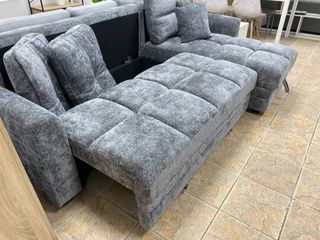 Sofá Cama Chaise Longue Gris