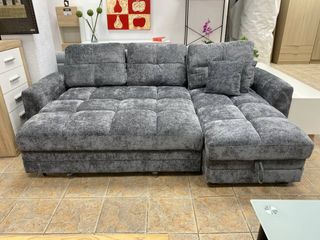 Sofá Cama Chaise Longue Gris