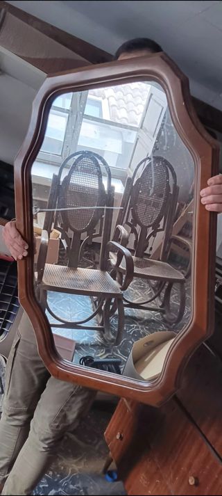 Espejo antiguo madera y cristal