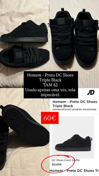 DC Shoes Homem Preto Triple Black