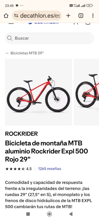 Bicicleta de Montaña Roja ROCKRIDER
