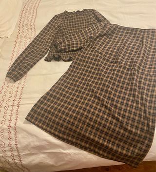 Conjunto Blusa y Falda Cuadros Talla XL