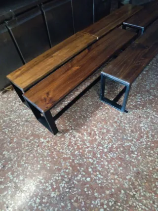 Bancos madera hostelería metal