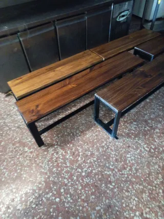 Bancos madera hostelería metal
