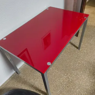 Tavolo da cucina e sala da pranzo in vetro temperato rosso