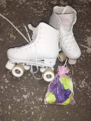 2 pares de Patines 4 ruedas niña, talla 35 y 36